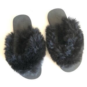 Alexis Faux Fur Thong Flip Flop Sandals